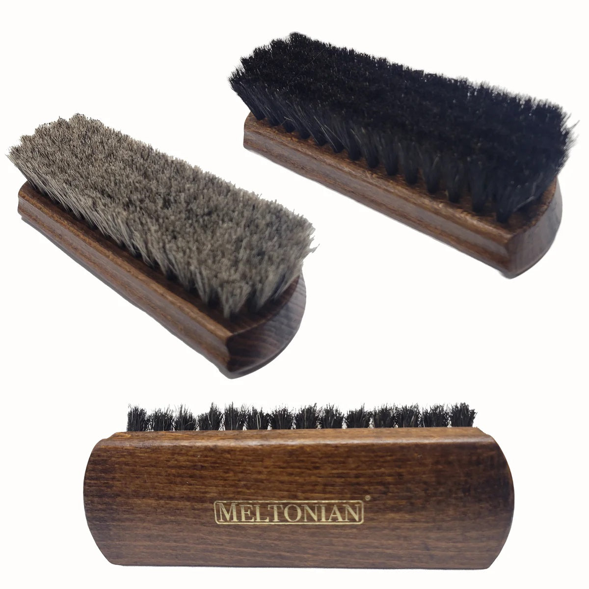 Meltonian professional 6" Horsehair shine brushes, black or gray