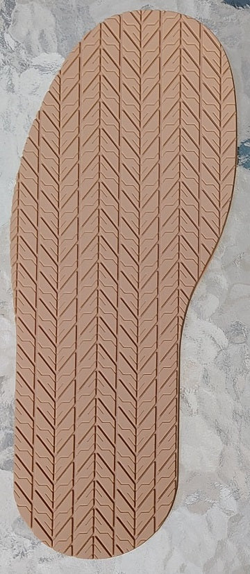 687 Rubber Full Sole, 4mm, tire tread design, tan