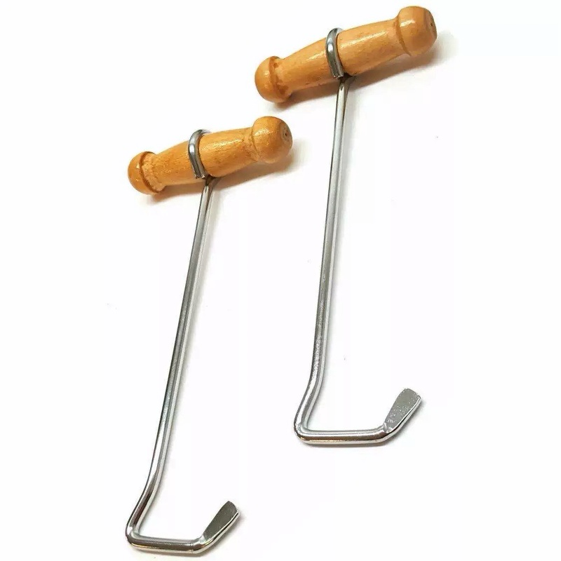 boot pulls, 8" metal with wood handle, ONE PAIR