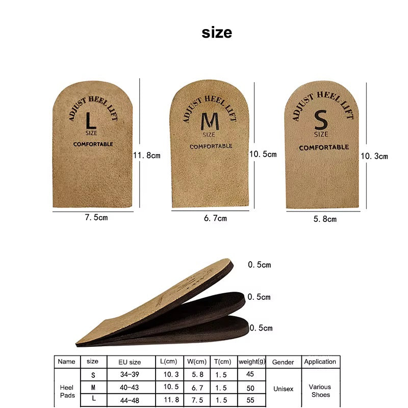 Adjustable heel lifts, sm, med, lg